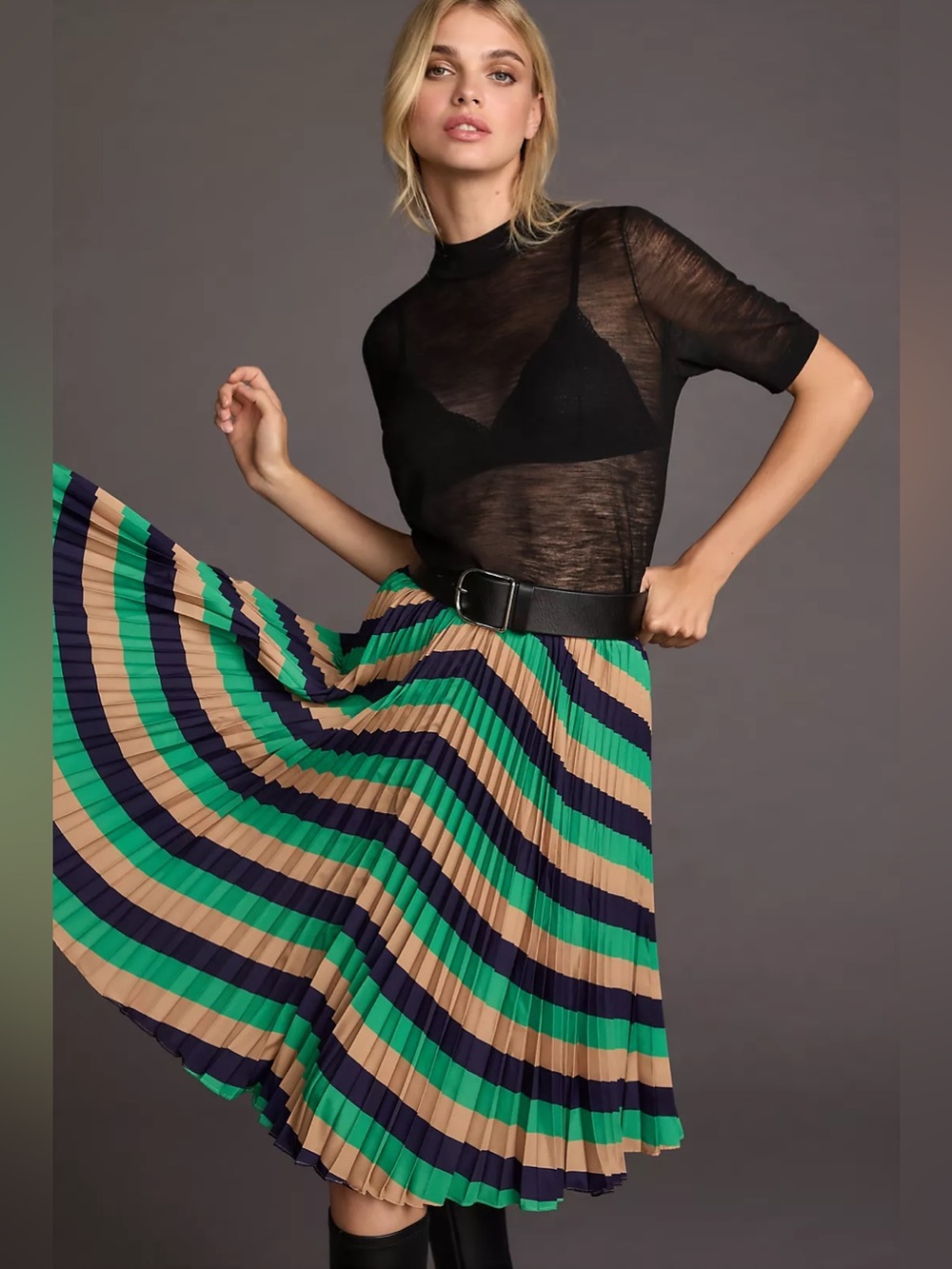 🆕 NWT Anthropologie The Valerie Pleated Midi Skirt by Maeve